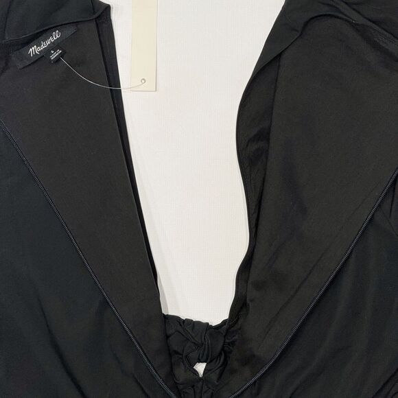 NWT Madewell Black Cotton Mini Dress with Front Bow Women's Size 6 - Picture 6 of 8